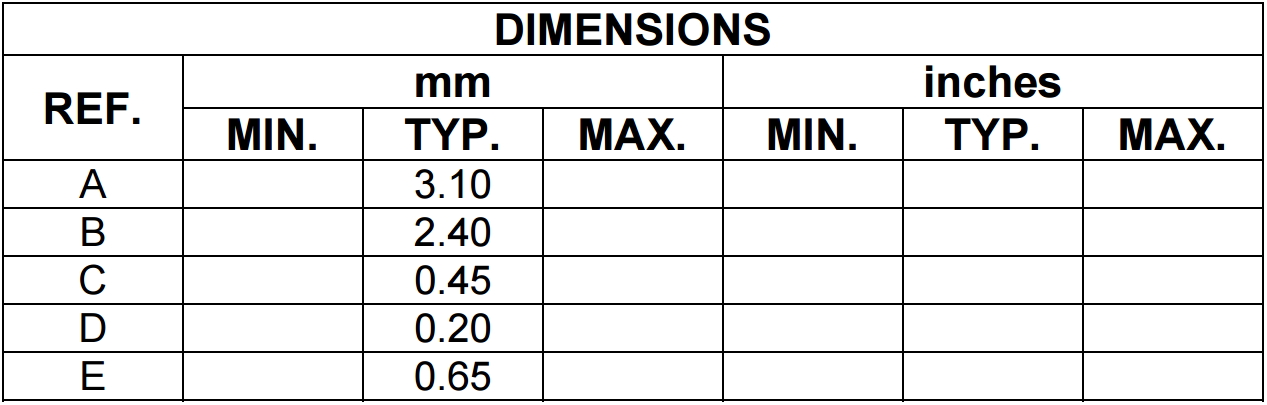 שבלונת הלחמה לרכיבים TSSOP-20 , 0.65MM PITCH - SMD PA0035-S